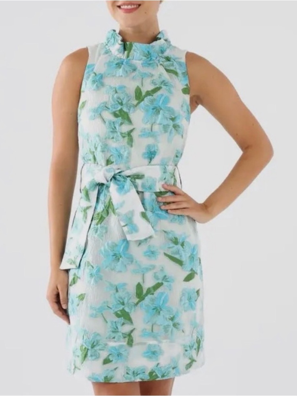 Abbey Glass tropical Floral Sleeveless Organza Dress sz L